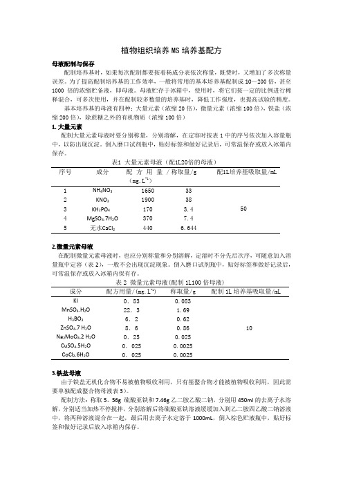 MS培养基配方