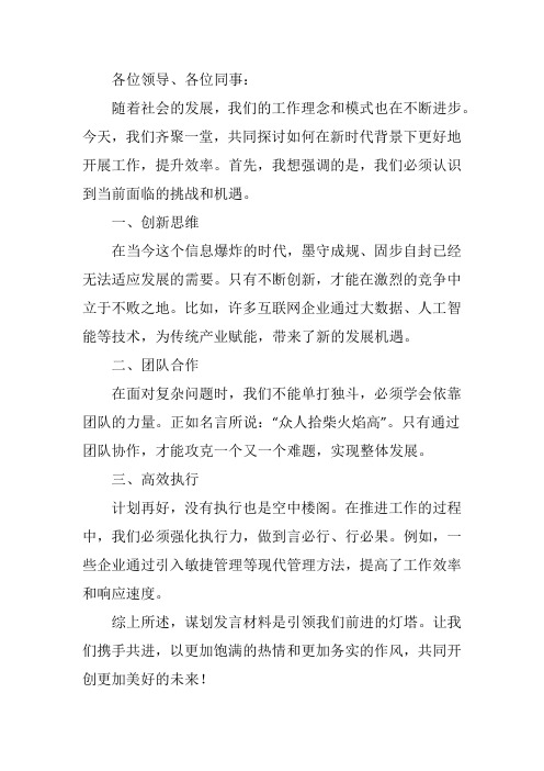 总结谋划发言材料