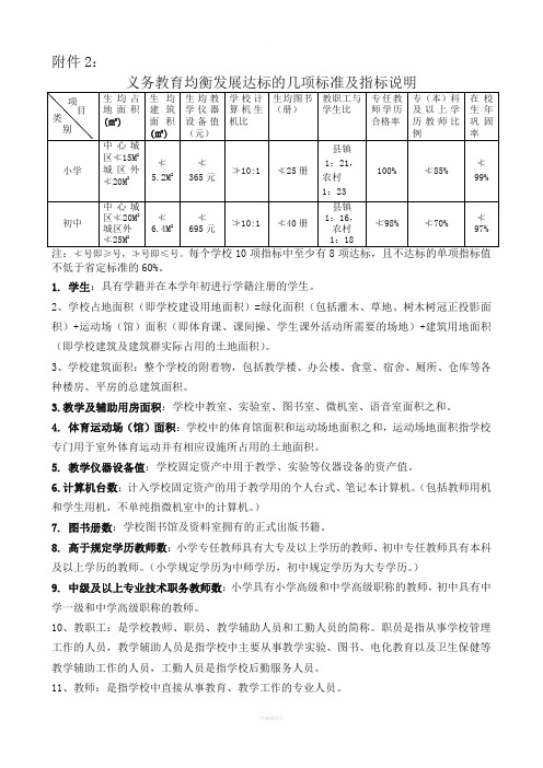 义务教育均衡发展均衡指标标准及标准含义