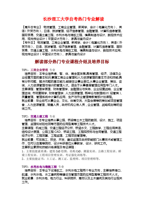 湖南长沙理工自考