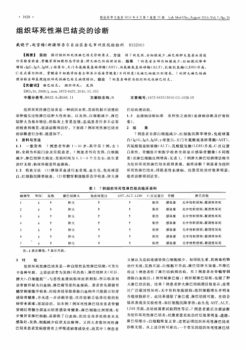 组织坏死性淋巴结炎的诊断