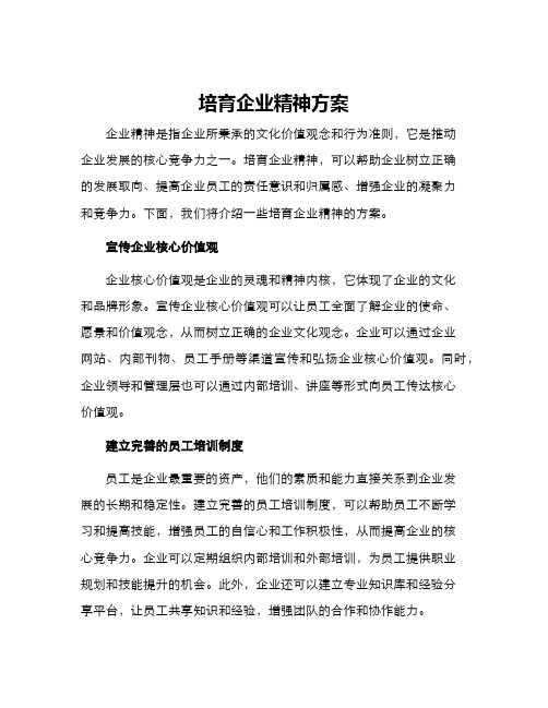 培育企业精神方案