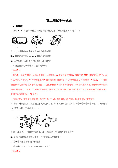 【全国百强校】山东省烟台市第二中学2016-2017学年高二6月月考生物试题(解析版)