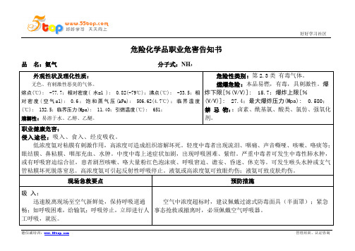 氨气职业危害告知书