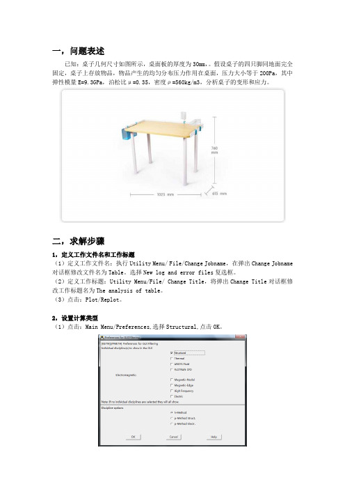 Ansys桌子受力分析