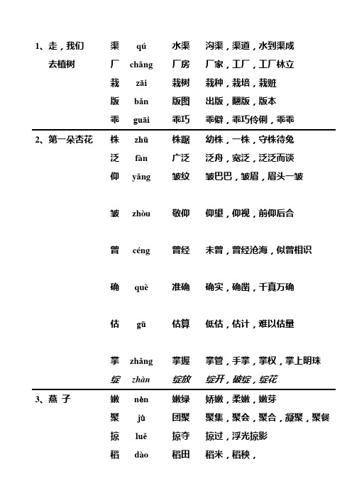 苏教版四年级下册语文生字词组词-成语解释