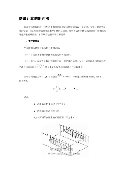 储量计算的断面法