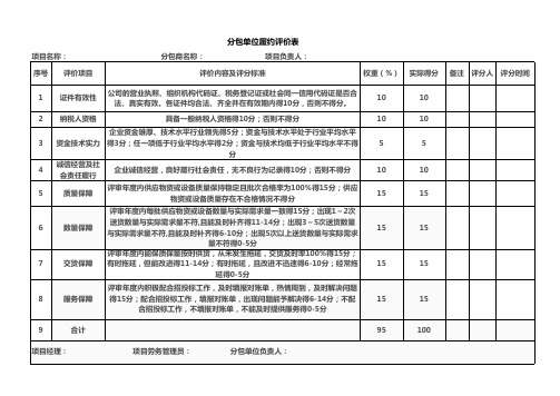 分包单位履约评价-标准模板