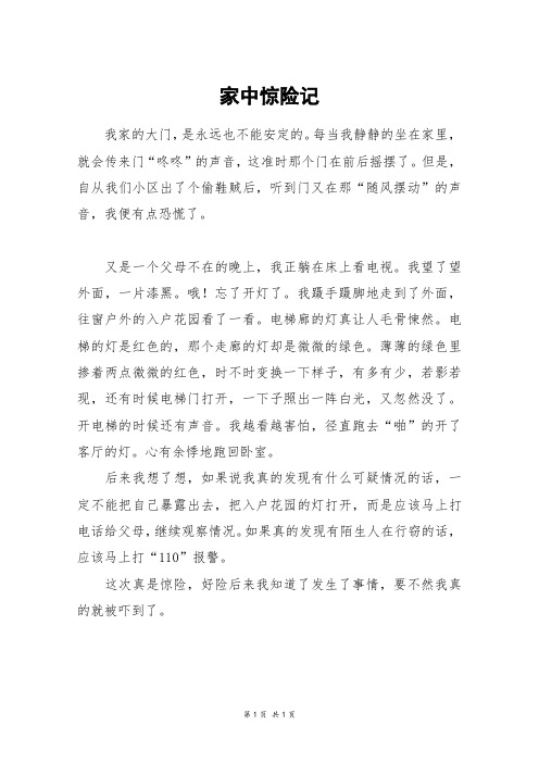 家中惊险记_四年级作文