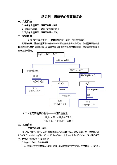 常见阳、阴离子的分离与鉴定