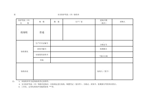 安全防护用品(具)验收单