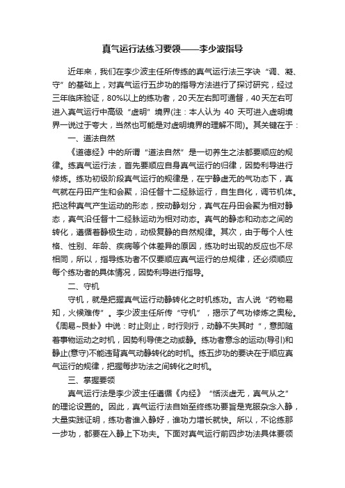 真气运行法练习要领——李少波指导