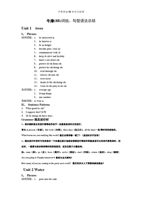 牛津英语8B知识点梳理