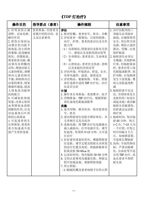 《TDP灯治疗》操作规程