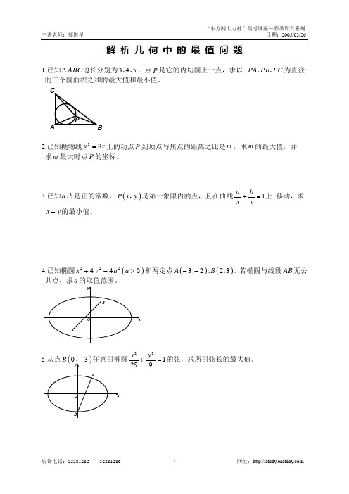 解析几何中的最值问题