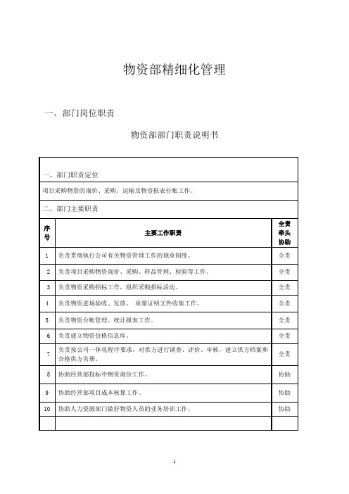 物资部物资精细化管理办法