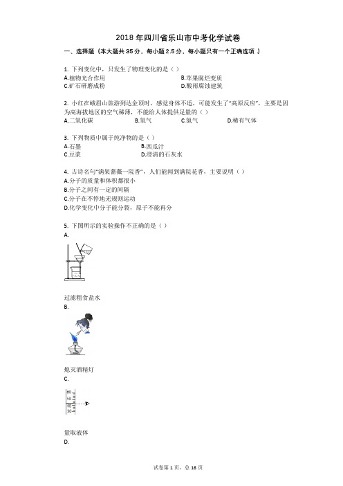 2018年四川省乐山市中考化学试卷