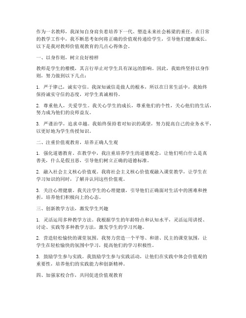 教师价值观教育心得体会