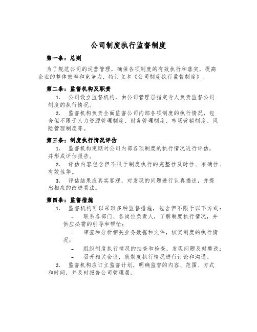 公司制度执行监督制度