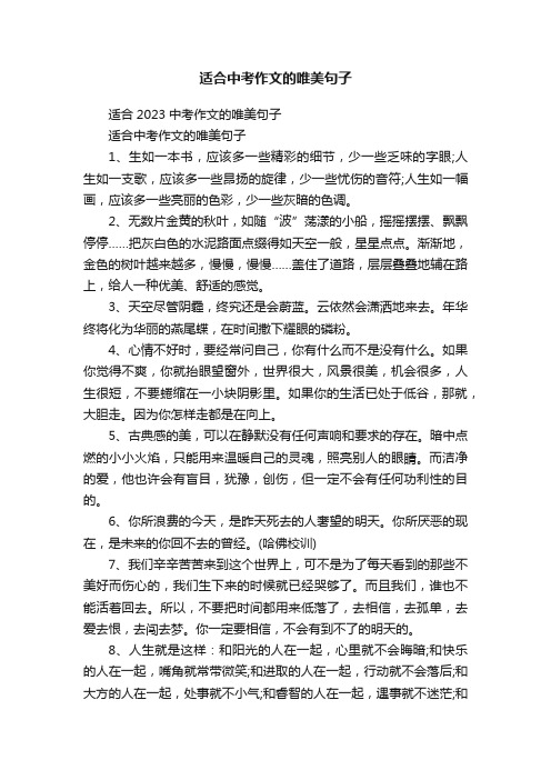 适合中考作文的唯美句子