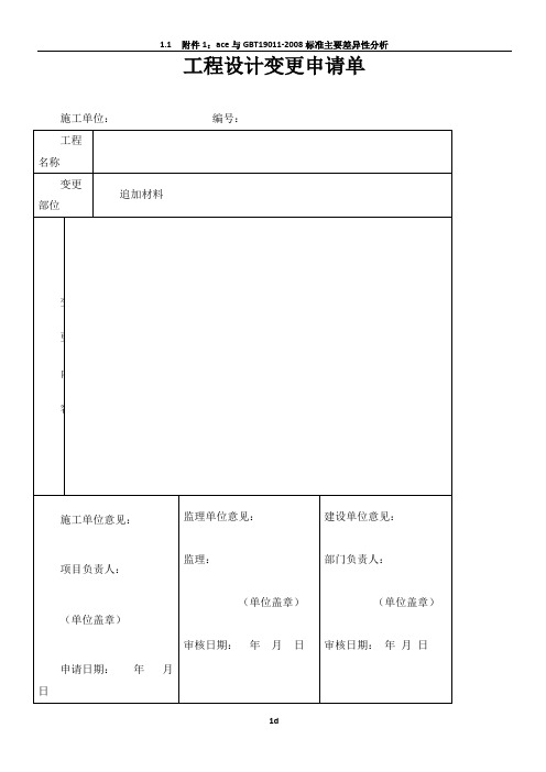 工程设计变更申请单