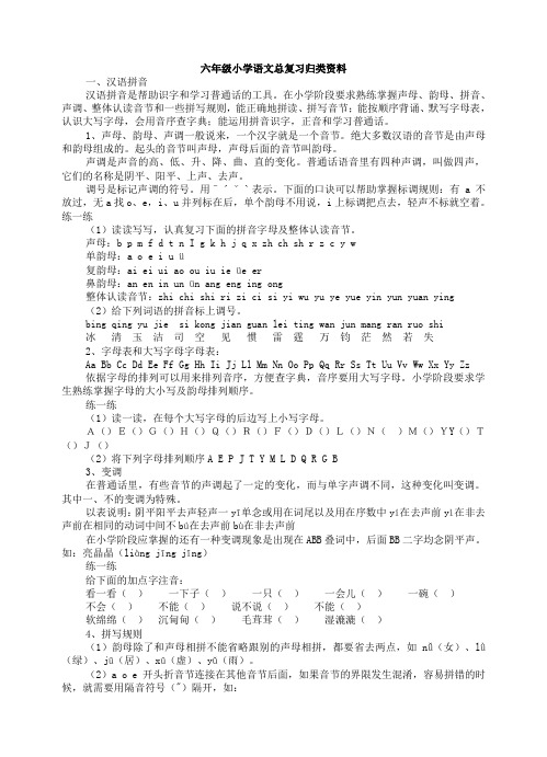 六年级小学语文总复习归类资料(苏教版国标本)