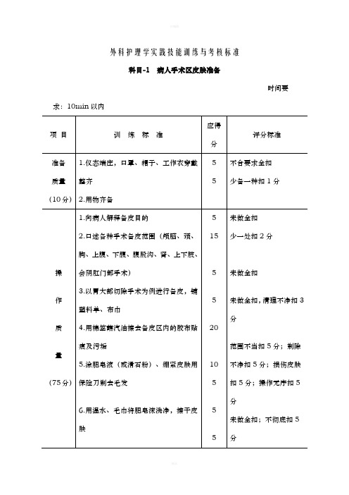 外科护理学实践技能训练与考核标准