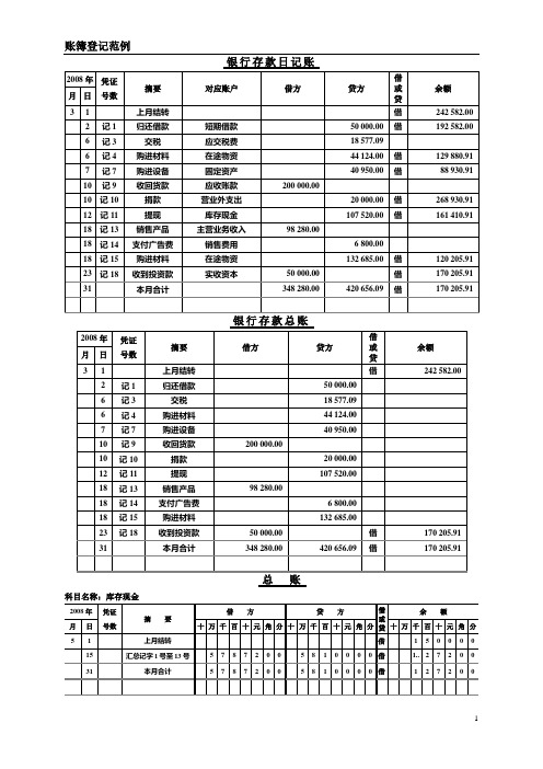 账簿登记范例