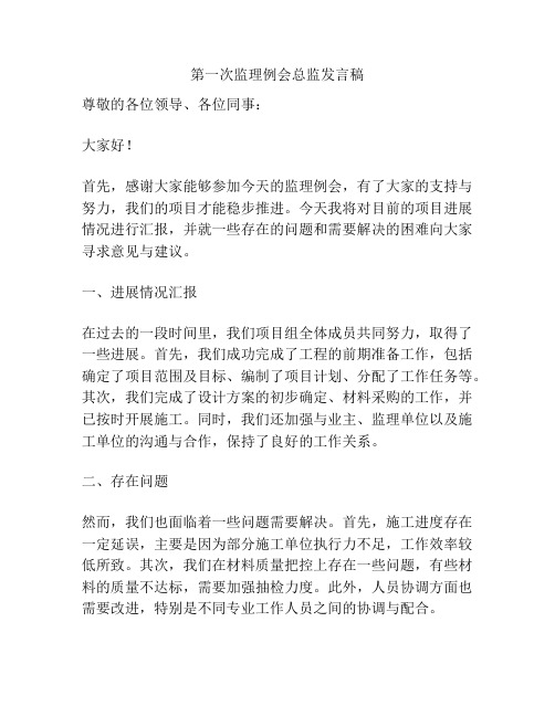 第一次监理例会总监发言稿