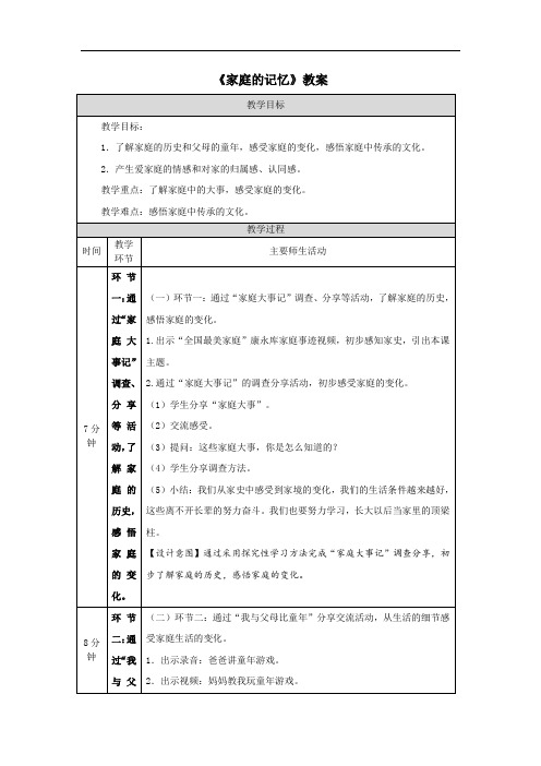 《家庭的记忆》教案