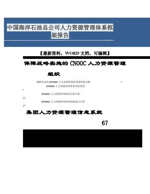 中国海洋石油总公司人力资源管理体系框架报告