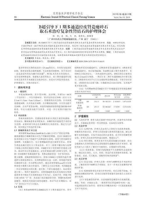 B超引导下Ⅰ期多通道经皮肾造瘘碎石取石术治疗复杂性肾结石的护理体会