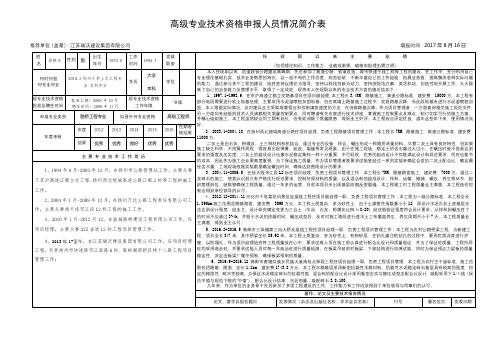 高级专业技术资格申报人员情况简介表【模板】