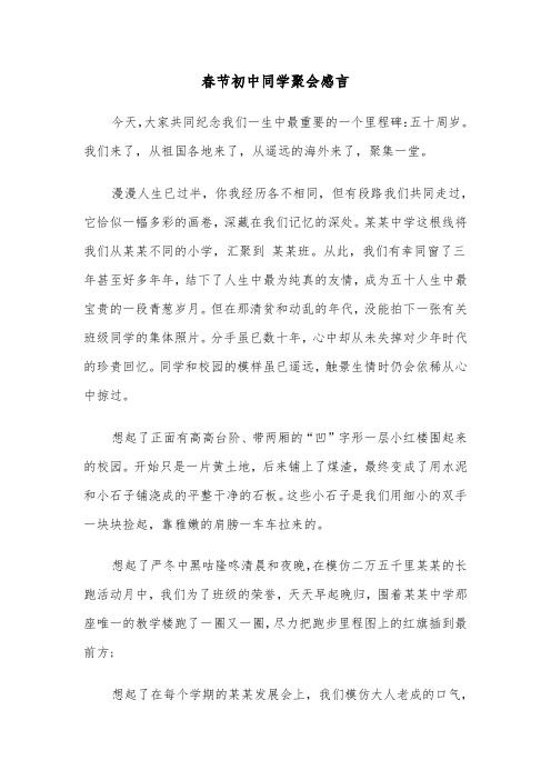 春节初中同学聚会感言(三篇)