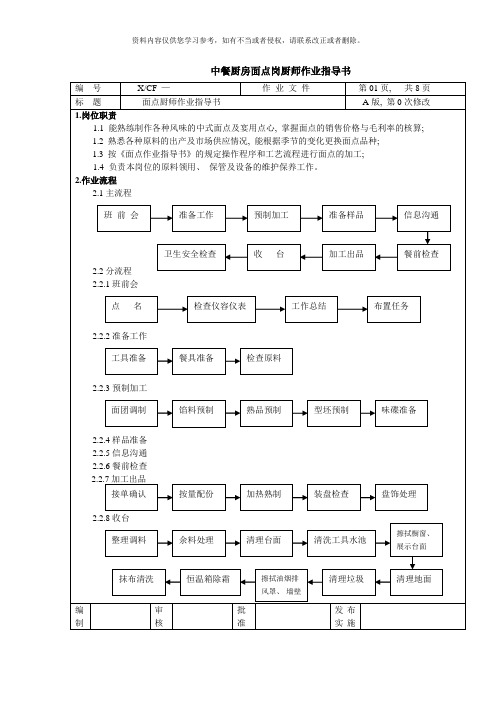 中餐厨房面点岗厨师作业指导书样本