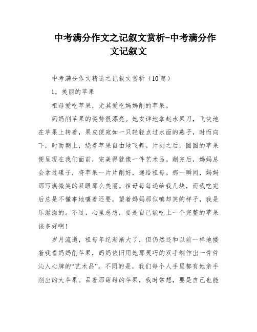 中考满分作文之记叙文赏析-中考满分作文记叙文