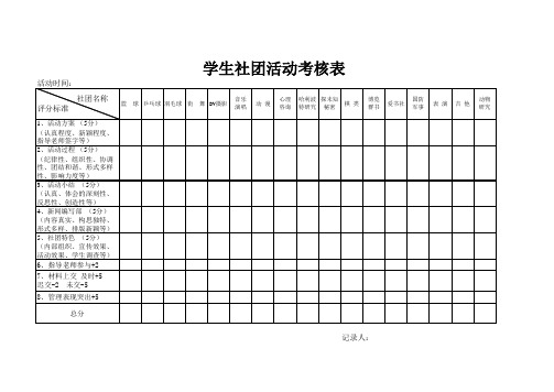 学生社团考核表模版