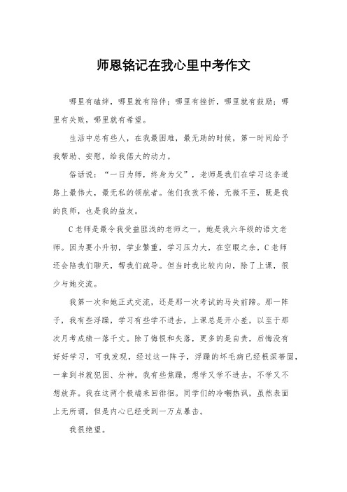 师恩铭记在我心里中考作文