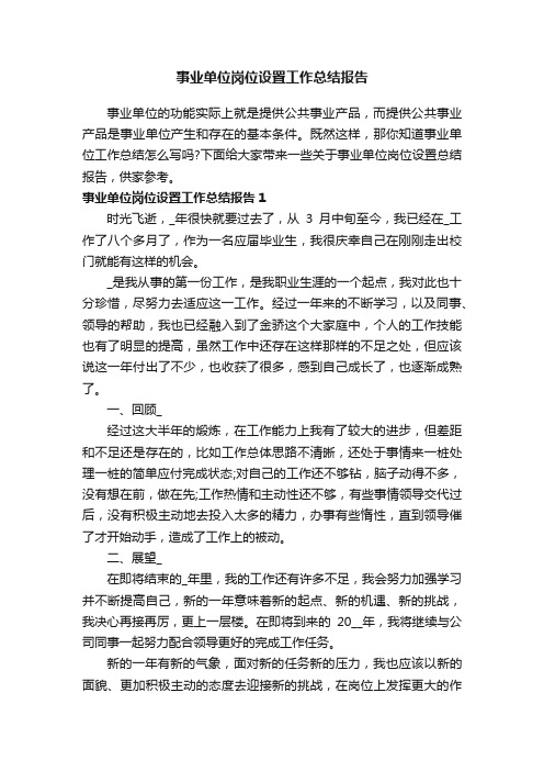 事业单位岗位设置工作总结报告