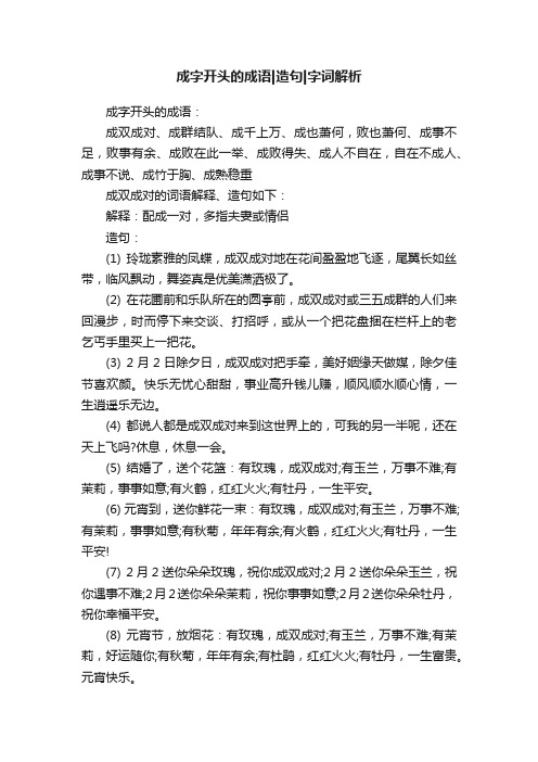 成字开头的成语造句字词解析