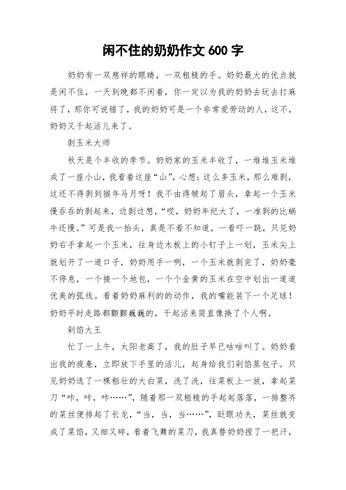 闲不住的奶奶作文600字_作文