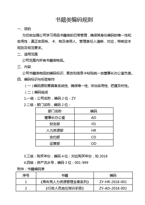 书籍类编码规则