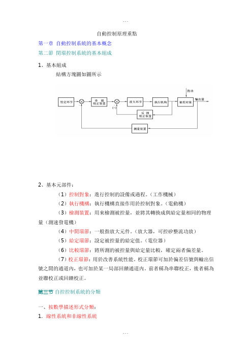 自动控制原理部分重点(整理版)