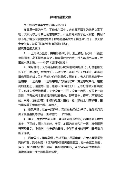 关于蝉鸣的温柔文案（精选85句）