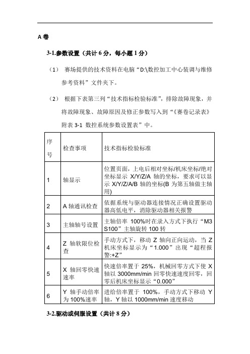 2017 技能大赛 高职 正式赛卷 数控装调及技术改造  任务三四-凯恩帝评分标准