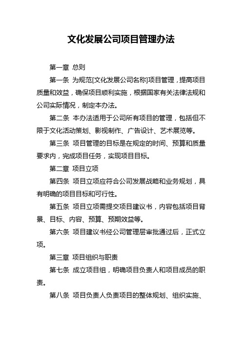 文化发展公司项目管理办法