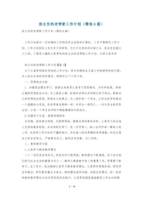 班主任的老带新工作计划(精选6篇)