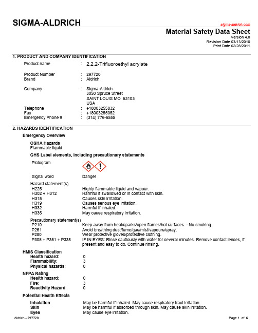 丙烯酸三氟乙酯MSDS-英文