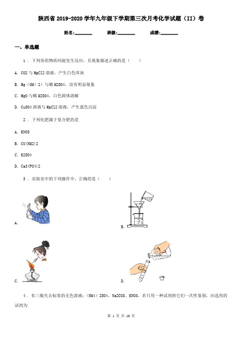 陕西省2019-2020学年九年级下学期第三次月考化学试题(II)卷