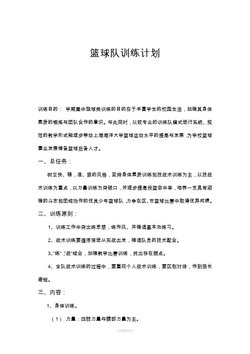 大学篮球队训练计划(精华版)